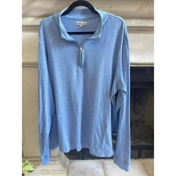 Peter Millar Men's Pullover 1/4 zip Long Sleeve XL Blue Crown Comfort Interlock - Picture 1 of 10
